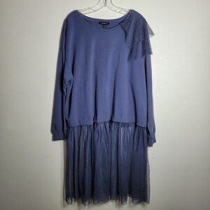 Lane Bryant‎ Extra Long Sweatshirt Plus Size 22/24 French Terry Chiffon Hem Top